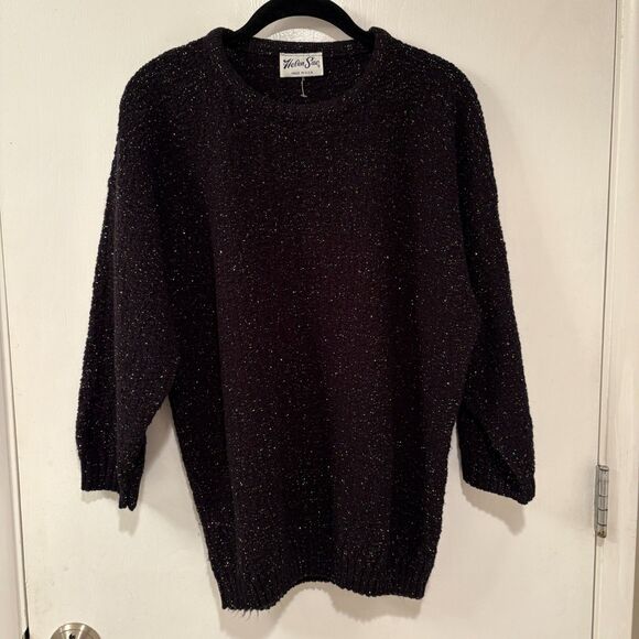 Vintage Helen Sue Acrylic 3/4 Sleeve Sweater Black Shimmer Vintage 90's - Picture 8 of 10